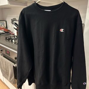 Men’s Champion Black Crew Neck Sweatshirt Reverse Weave